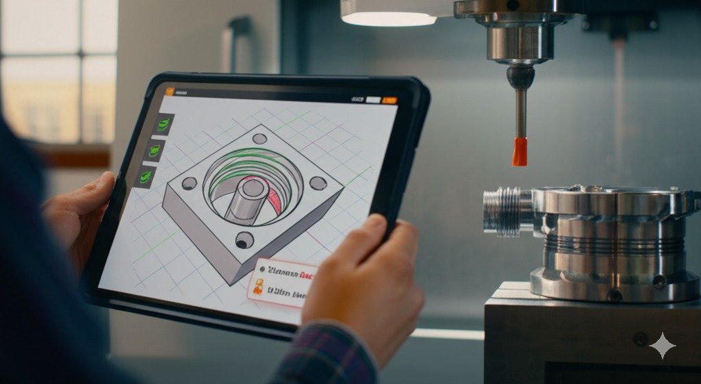 AI performing quality control check in machine shop